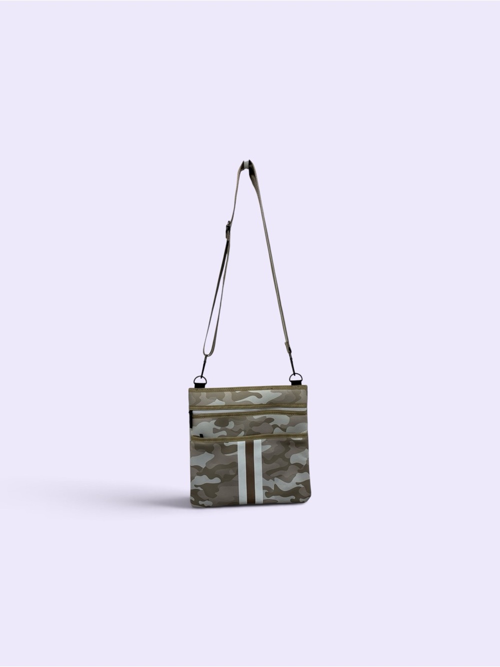 HAUTE SHORE Beige Camo Crossbody with White Stripe